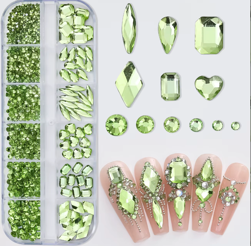 LIGHT GREEN RHINESTONE MIX