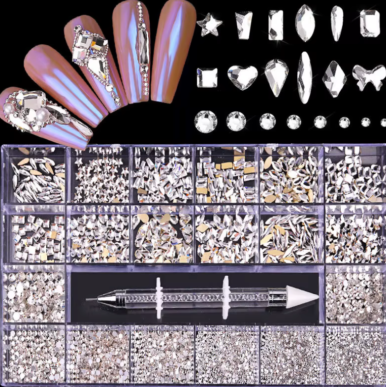 CLEAR 20 GRID RHINESTONE MIX BOX