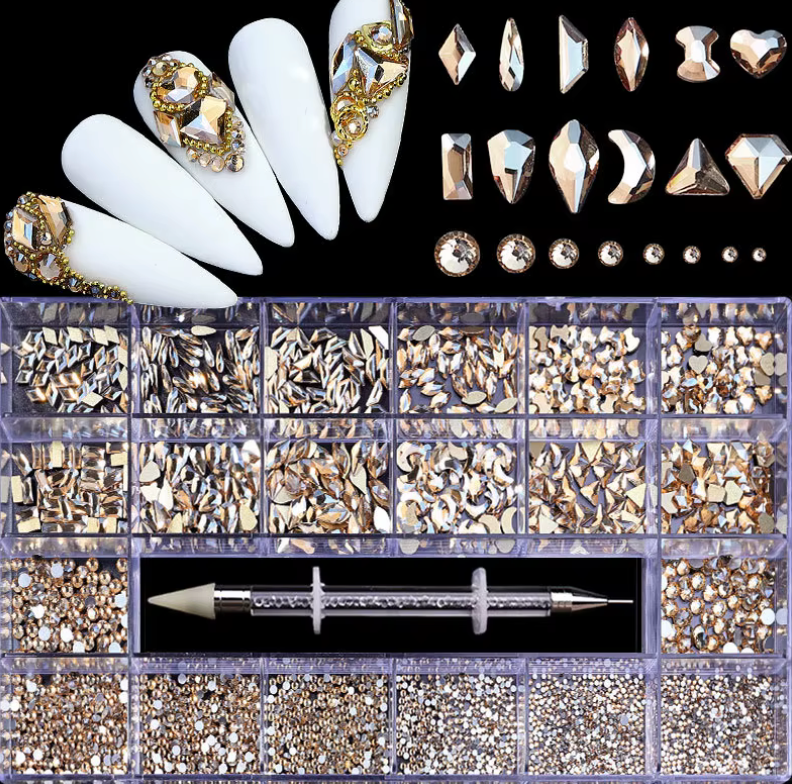 CHAMPAGNE GOLD 20 GRID CRYSTAL BOX