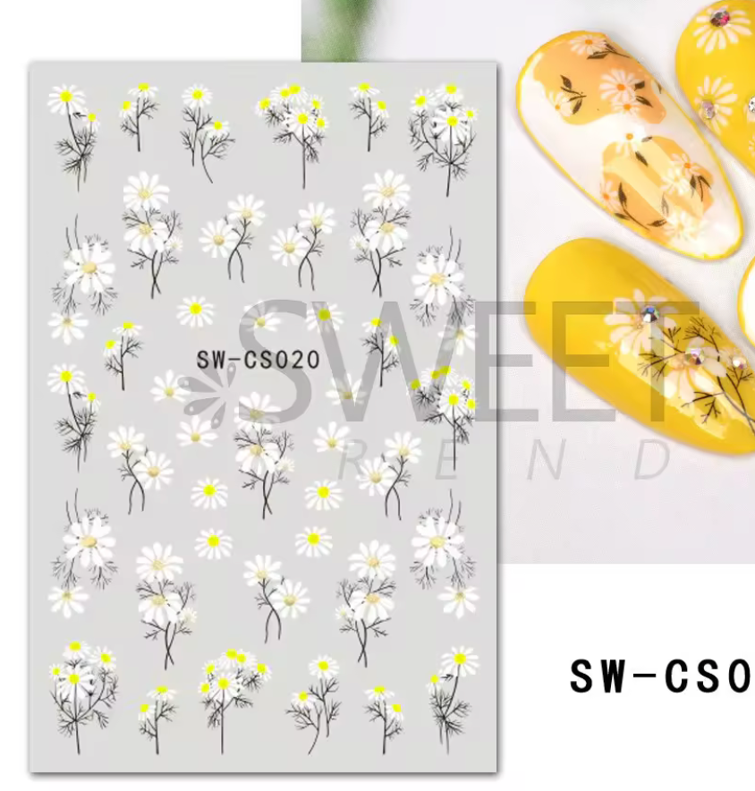 WHITE DAISY FLOWER STICKER