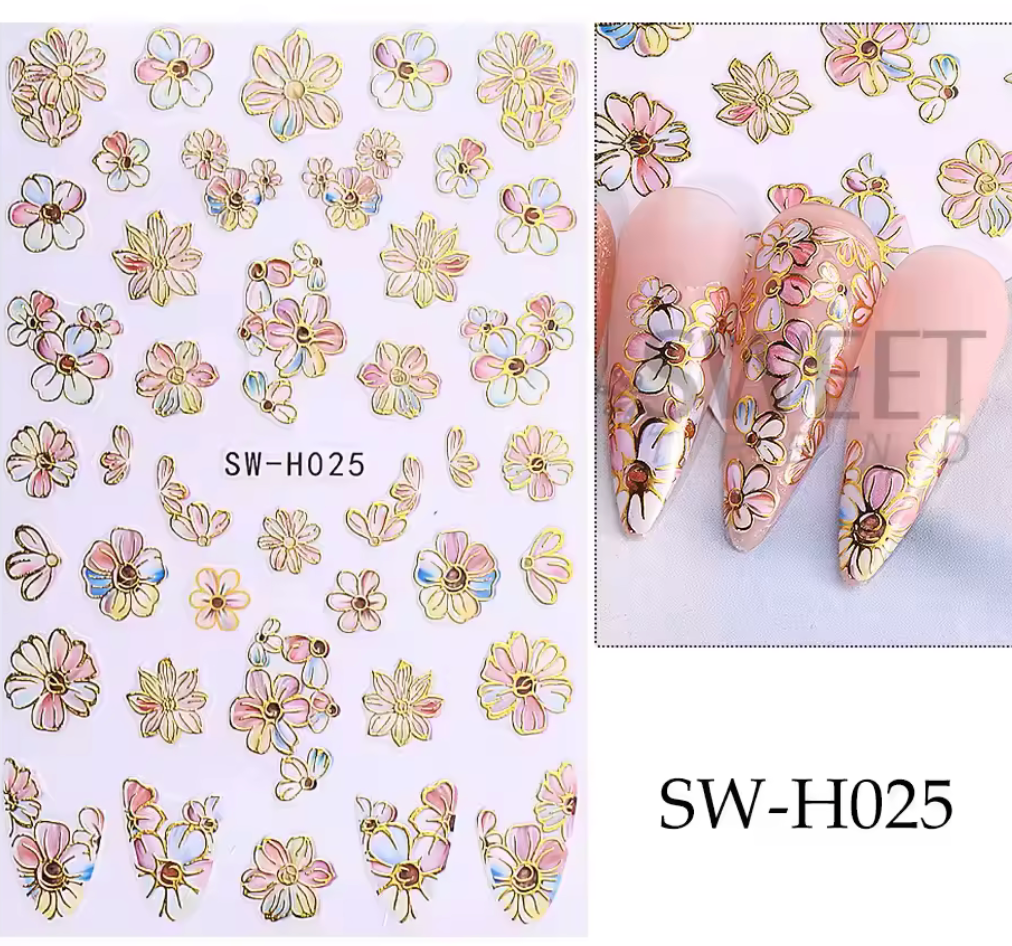 GOLD OUTLINED FLOWER STICKER