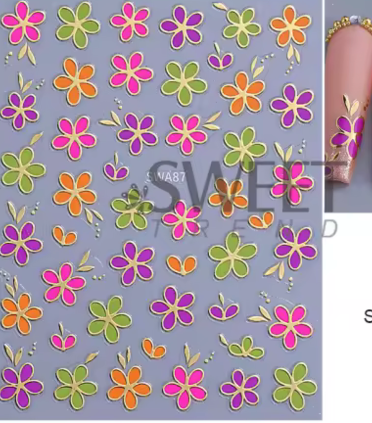 GOLD OUTLINED FLOWER STICKER