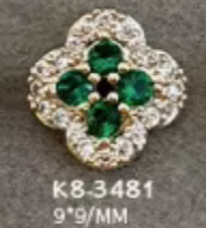 QUALITY NAIL CHARM GOLD AND EMERALD