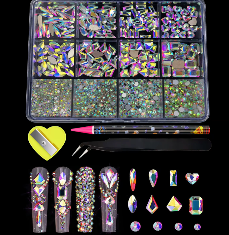 CRYSTAL AB 12 GRID RHINESTONE BOX