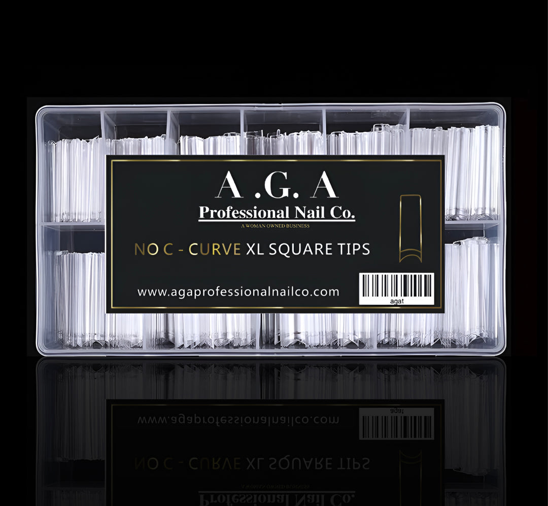 A.G.A XL NO C CURVE SQUARE TIPS ( CLEAR )