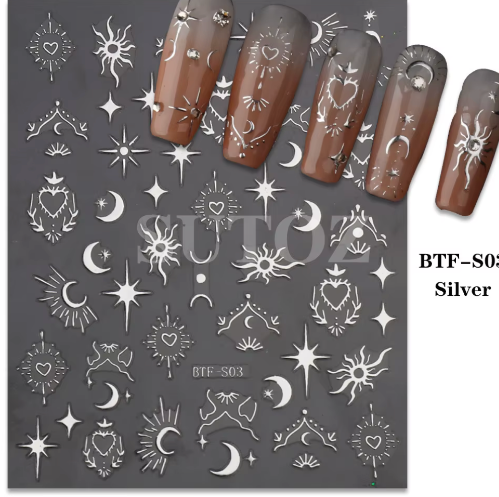 SILVER STAR AND MOON STICKER