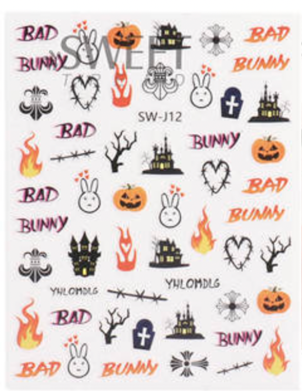 BAD BUNNY HALLOWEEN NAIL STICKER