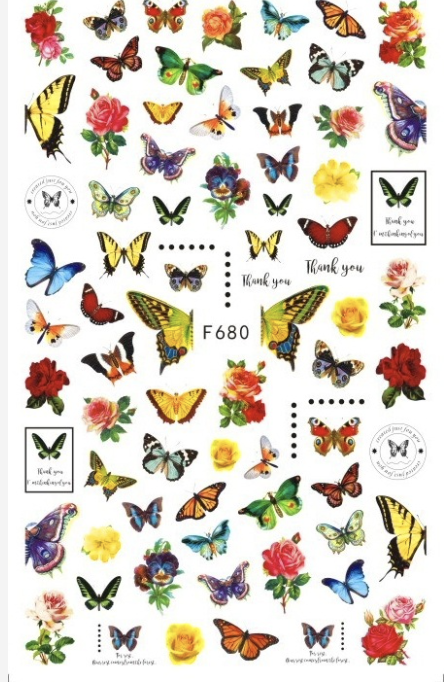 NAIL STICKER MULTI COLOR BUTTERFLY